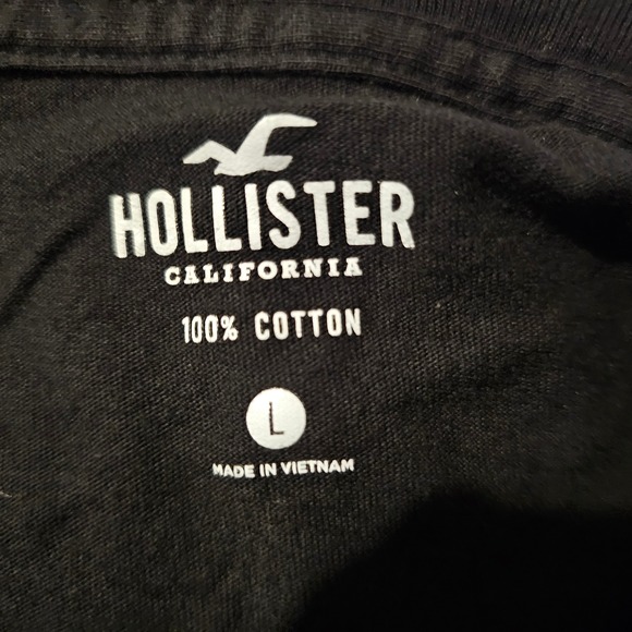 Hollister California Black T Shirt Size L Crew Neck Short Sleeve Cotton Tee - Picture 4 of 6